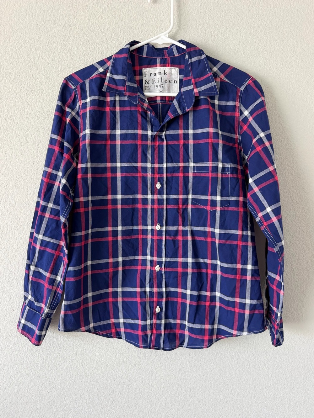NWOT Frank & Eileen M Plaid Cotton Button Up Shirt Preppy Boyfriend Relaxed Fall